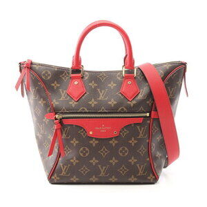 Louis Vuitton Tournelle Handbag Canvas Leather Monogram Brown Red